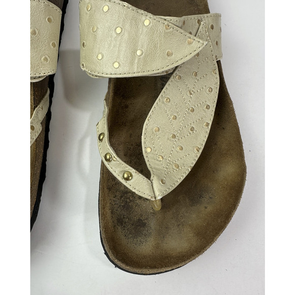 Betula Birkenstock Bombay Leaf Studded Sandals Womens 9 EU 40 Beige Cream Slides - Picture 3 of 16